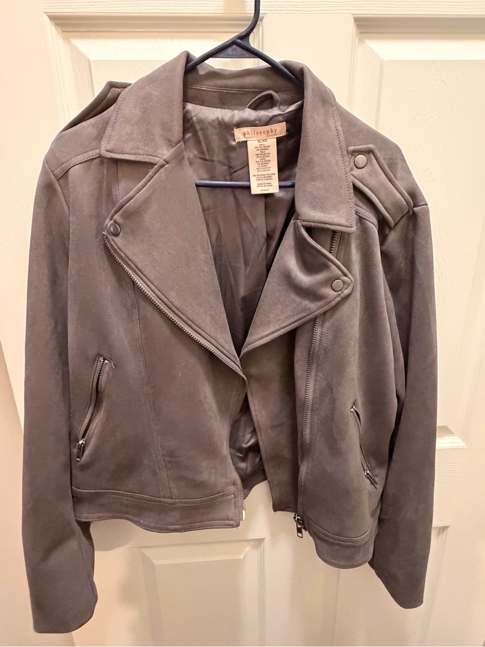 Philosophy Taupe Suede Moto Jacket